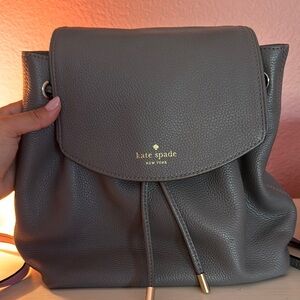 Kate Spade Gray Leather Backpack